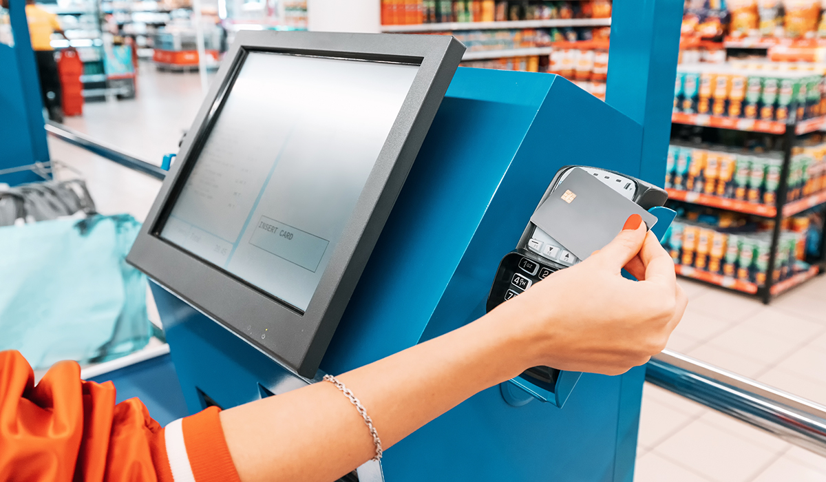 card machine on checkout kiosk